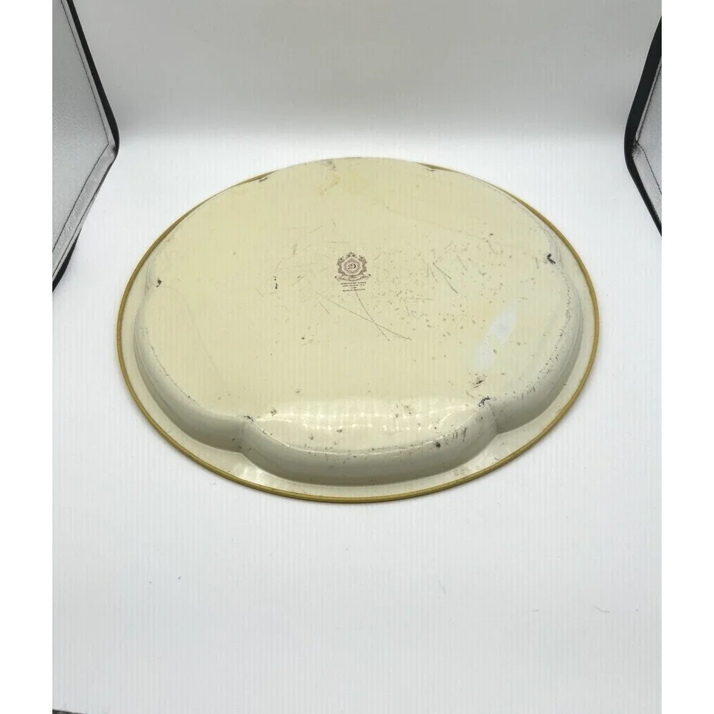 Daher Decorated Ware Serving Tray Round Large Red Gold Still Life‎ Fruit Floral